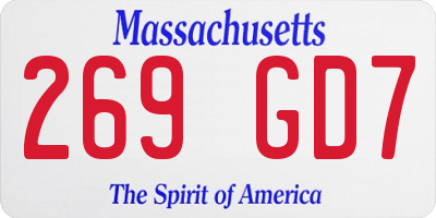 MA license plate 269GD7
