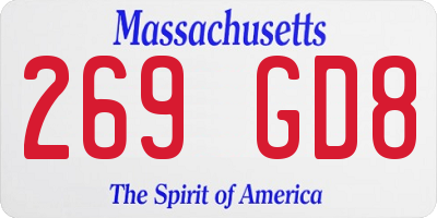 MA license plate 269GD8
