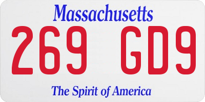 MA license plate 269GD9
