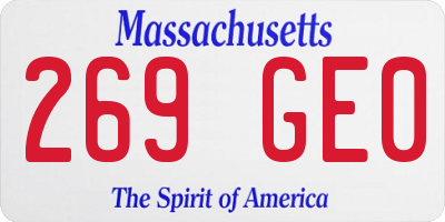 MA license plate 269GE0