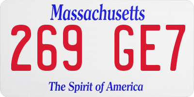 MA license plate 269GE7