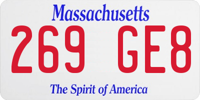 MA license plate 269GE8
