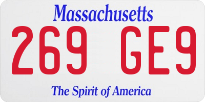 MA license plate 269GE9