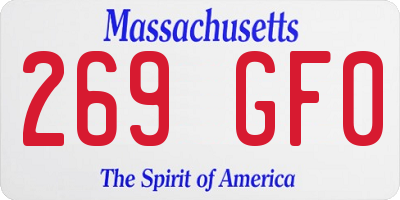 MA license plate 269GF0