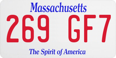 MA license plate 269GF7