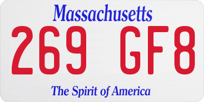 MA license plate 269GF8