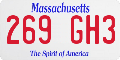 MA license plate 269GH3