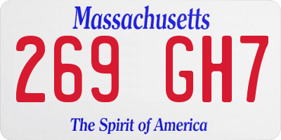MA license plate 269GH7