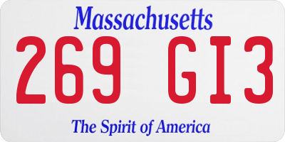 MA license plate 269GI3
