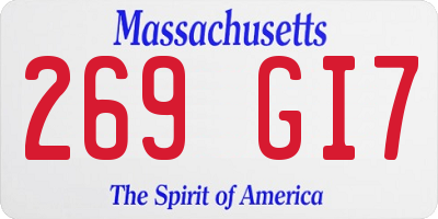 MA license plate 269GI7