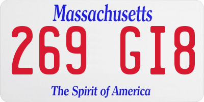MA license plate 269GI8