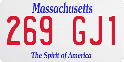 MA license plate 269GJ1