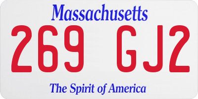 MA license plate 269GJ2