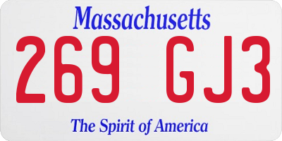 MA license plate 269GJ3