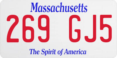 MA license plate 269GJ5
