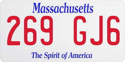 MA license plate 269GJ6