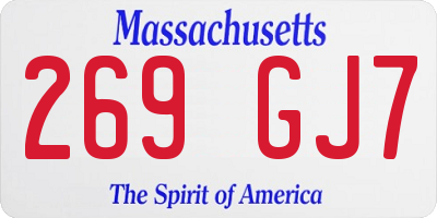 MA license plate 269GJ7
