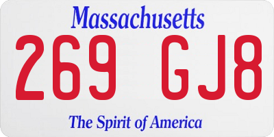 MA license plate 269GJ8