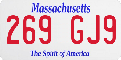 MA license plate 269GJ9