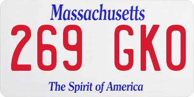 MA license plate 269GK0