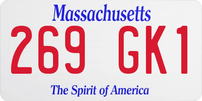 MA license plate 269GK1