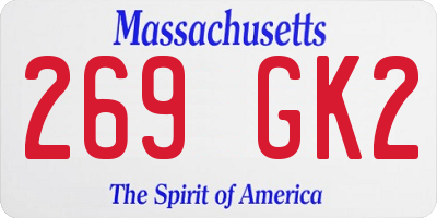 MA license plate 269GK2