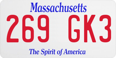 MA license plate 269GK3