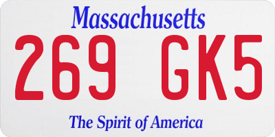 MA license plate 269GK5