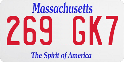 MA license plate 269GK7