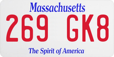 MA license plate 269GK8