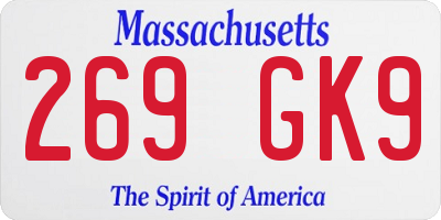 MA license plate 269GK9