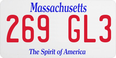 MA license plate 269GL3
