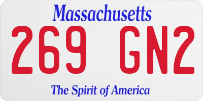 MA license plate 269GN2