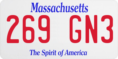 MA license plate 269GN3
