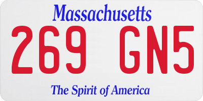 MA license plate 269GN5
