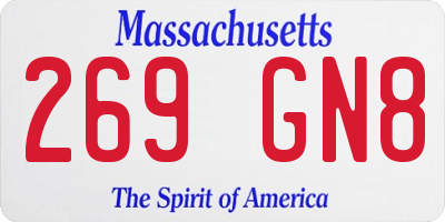 MA license plate 269GN8