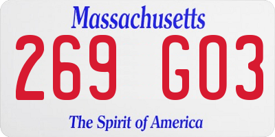 MA license plate 269GO3