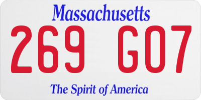 MA license plate 269GO7