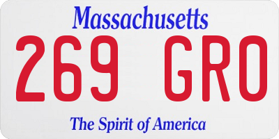 MA license plate 269GR0