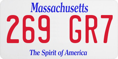 MA license plate 269GR7