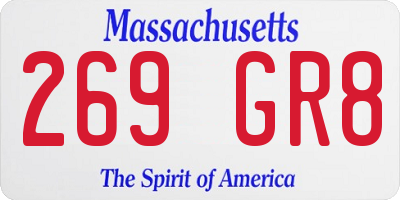 MA license plate 269GR8