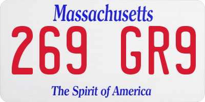MA license plate 269GR9