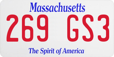 MA license plate 269GS3