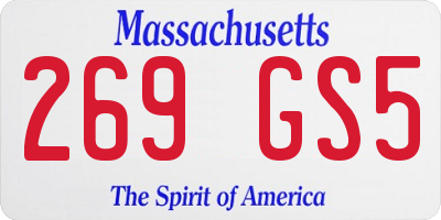 MA license plate 269GS5