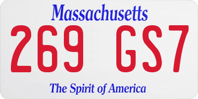 MA license plate 269GS7