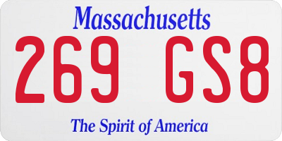 MA license plate 269GS8