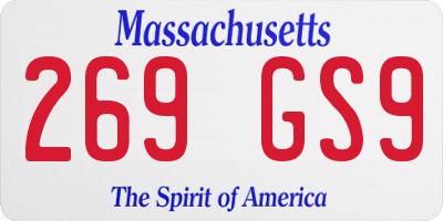 MA license plate 269GS9