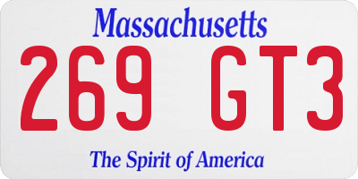 MA license plate 269GT3