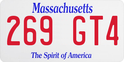 MA license plate 269GT4