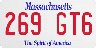 MA license plate 269GT6